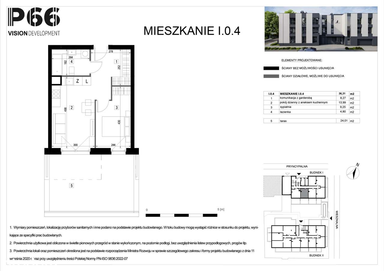 2-pokojowe mieszkanie 36m2 + taras Bezpośrednio - Pełny obrazek: 2/9