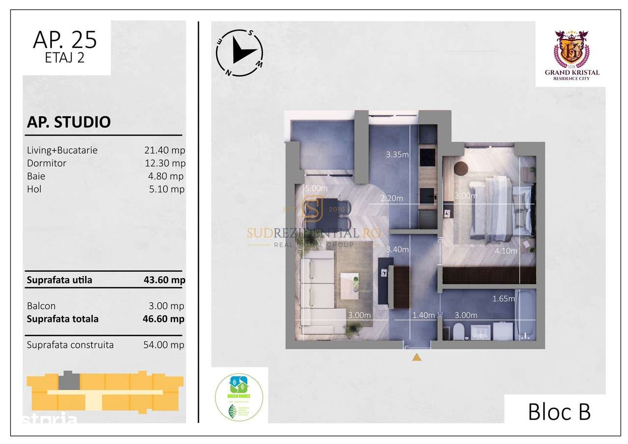 Apartament modern, 2 camere, ansamblu rezidential - Bd Metalurgiei, S4 - Imagine principală: 4/20