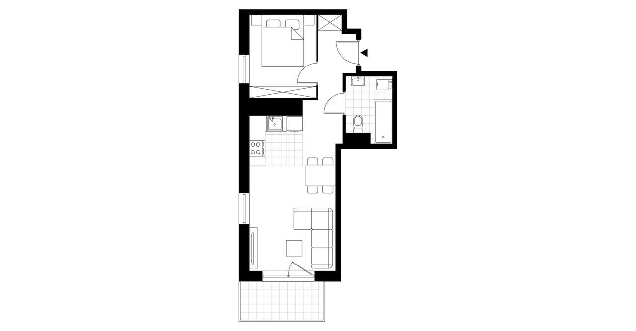 2-pokojowe mieszkanie 37m2 + loggia Bezpośrednio - Pełny obrazek: 3/8