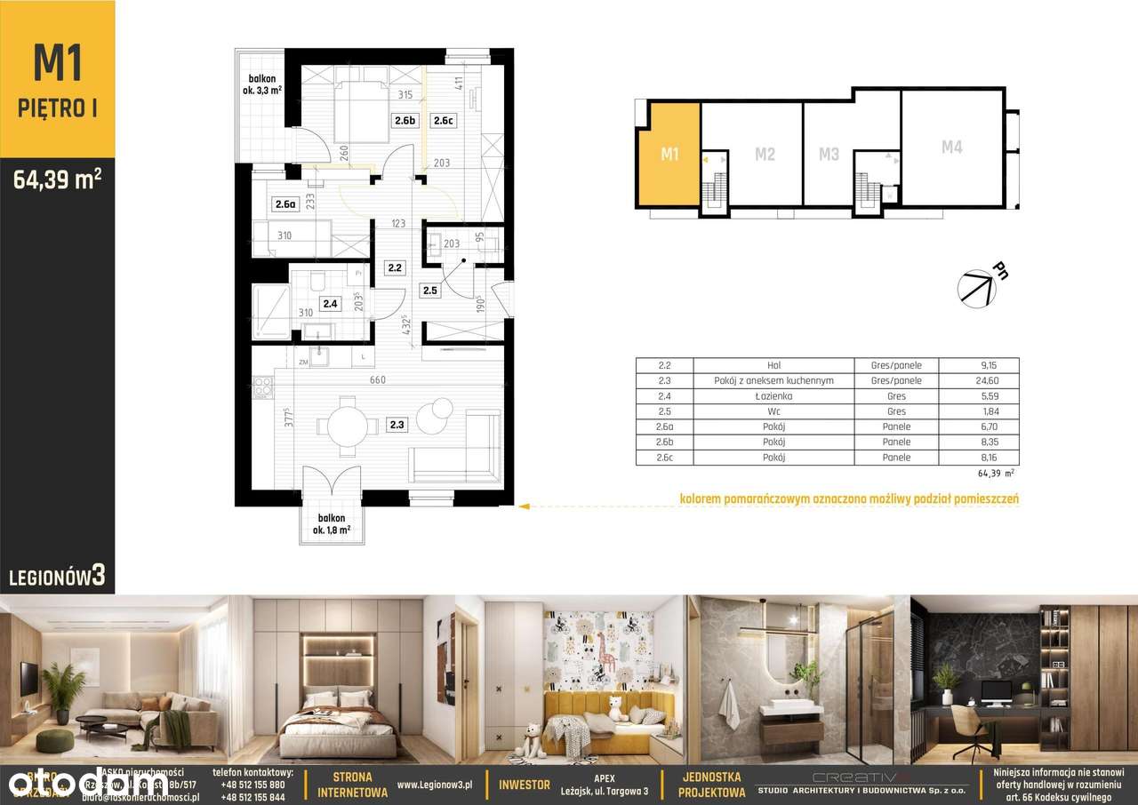 Mieszkanie z dwoma balkonami w centrum miasta-9