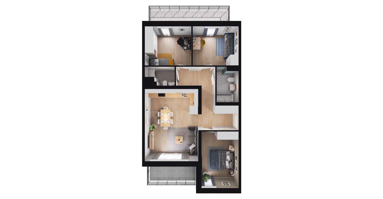 4-pokojowe mieszkanie 69m2 + balkon - Pełny obrazek: 2/8