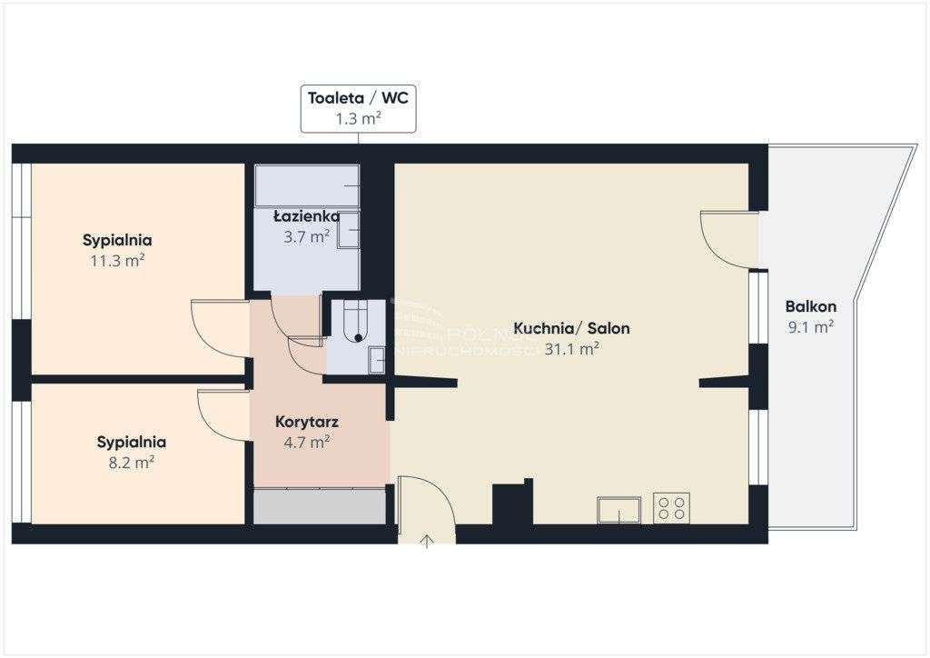 Mieszkanie 3km od Rynku/60,4m2/3 pokoje - Pełny obrazek: 5/20