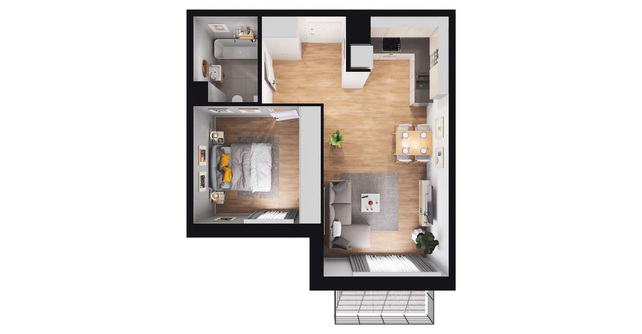 2-pokojowe mieszkanie 46m2 + balkon Bez Prowizji - Pełny obrazek: 2/8