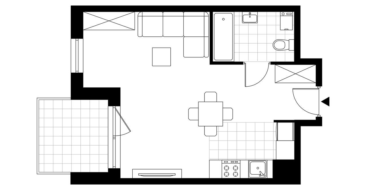 1-pokojowe mieszkanie 33m2 + balkon Bezpośrednio - Pełny obrazek: 3/8