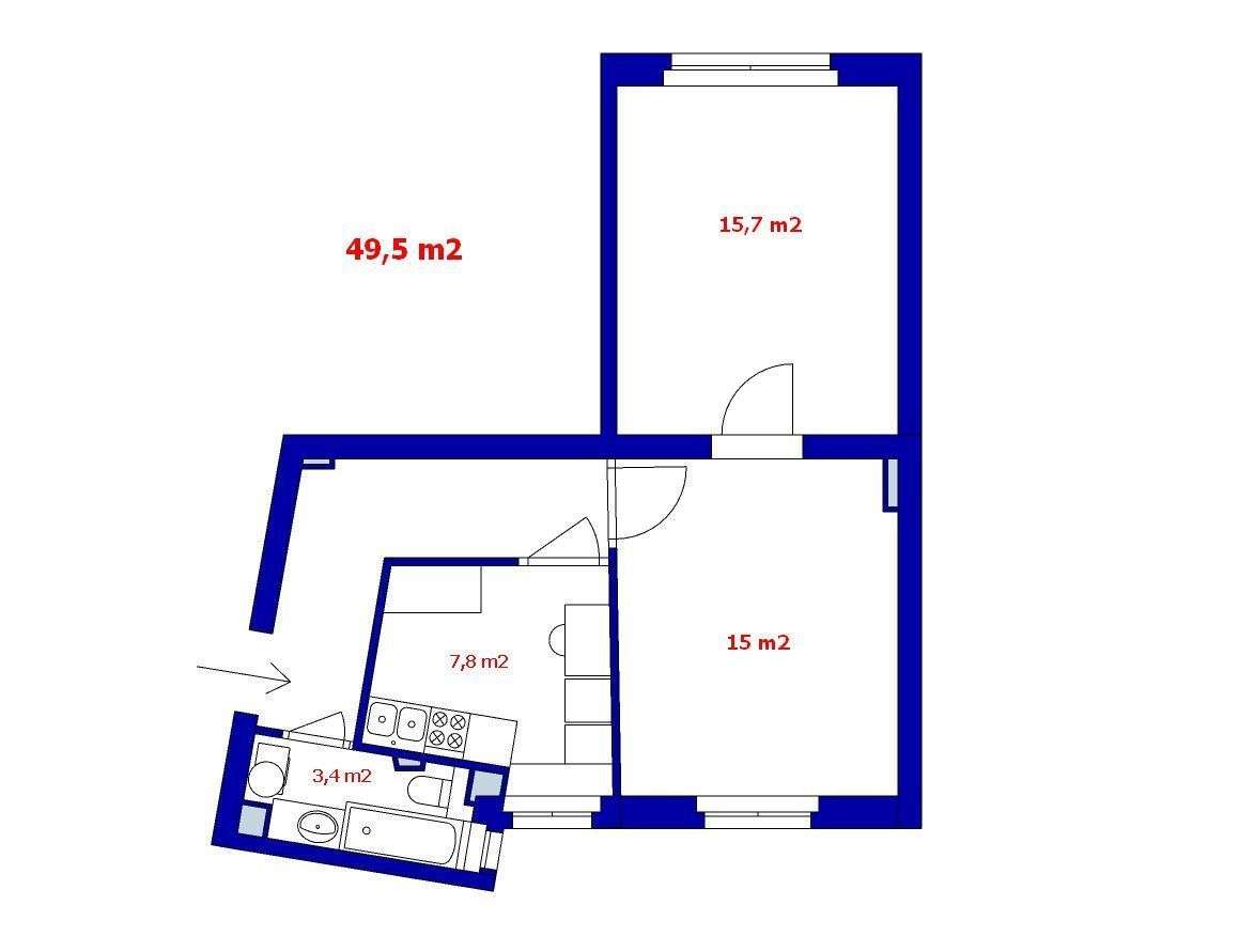 Mieszkanie, 49,50 m², Wrocław-14