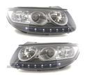 FARÓIS COM LUZ DIURNA LED PARA HYUNDAI SANTA FE 06-10 FUNDO PRETO - 1