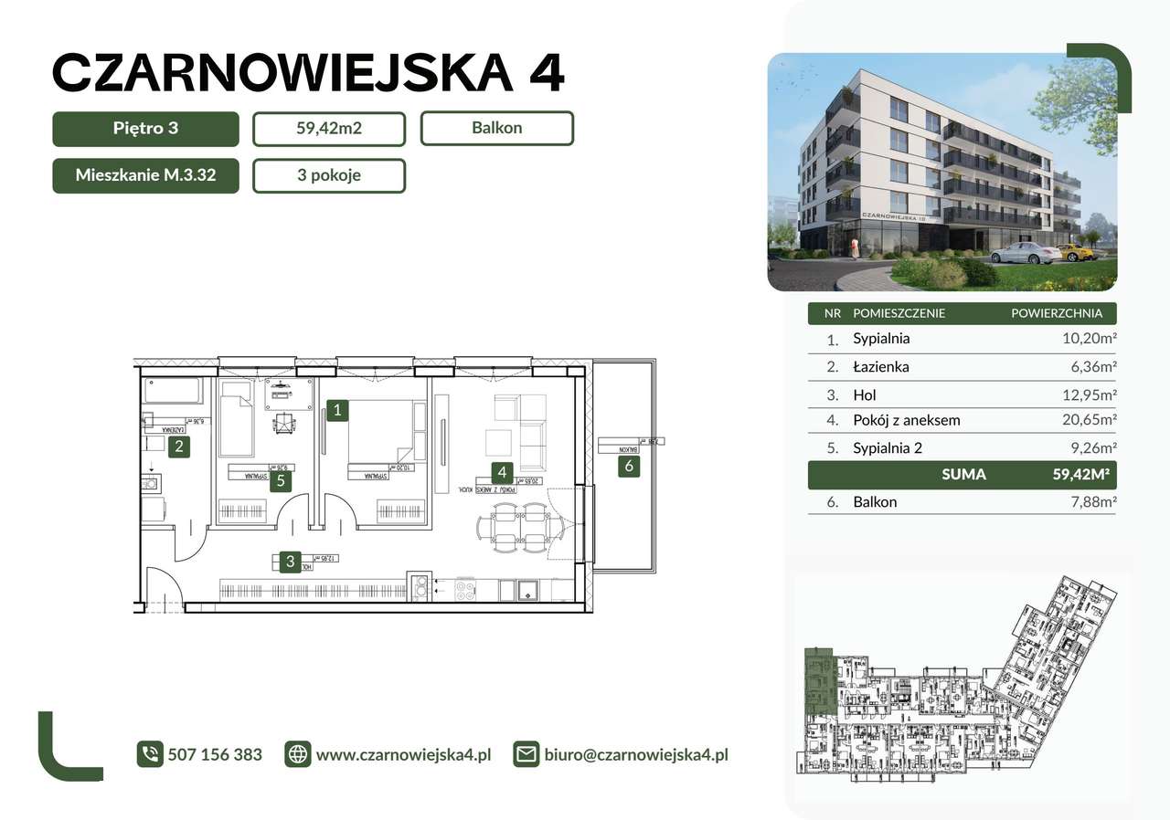 Czarnowiejska 4 | mieszkanie 3-pok. | M.3.32 - Pełny obrazek: 2/7