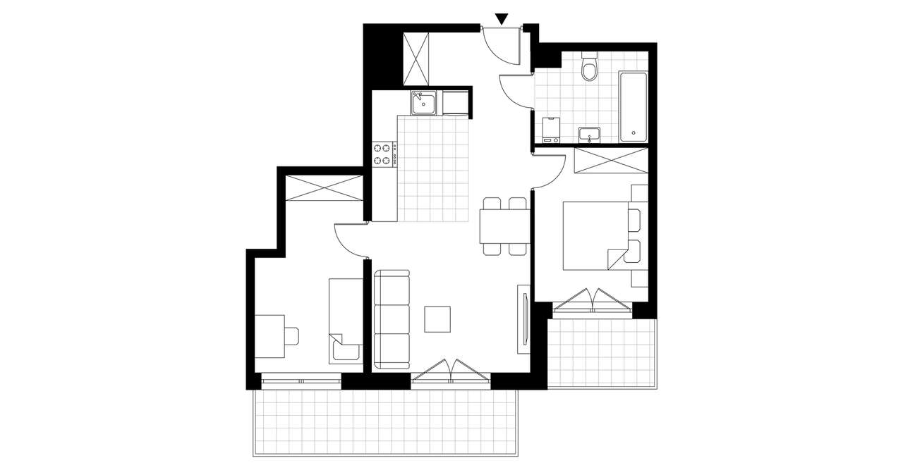 3-pokojowe mieszkanie 49m2 + 2 balkony - Pełny obrazek: 3/7