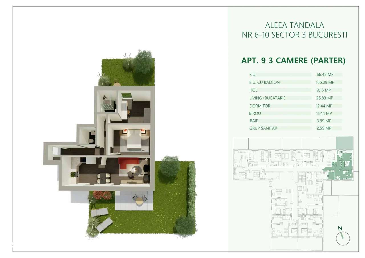 Apartament ideal 3 camere si curte | Pret Presale | Zona linistita - Imagine principală: 4/4
