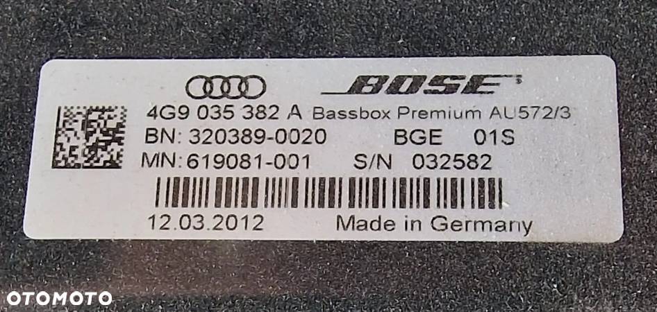 SUBWOOFER BOSE AUDI A6 4G0035382A - 2