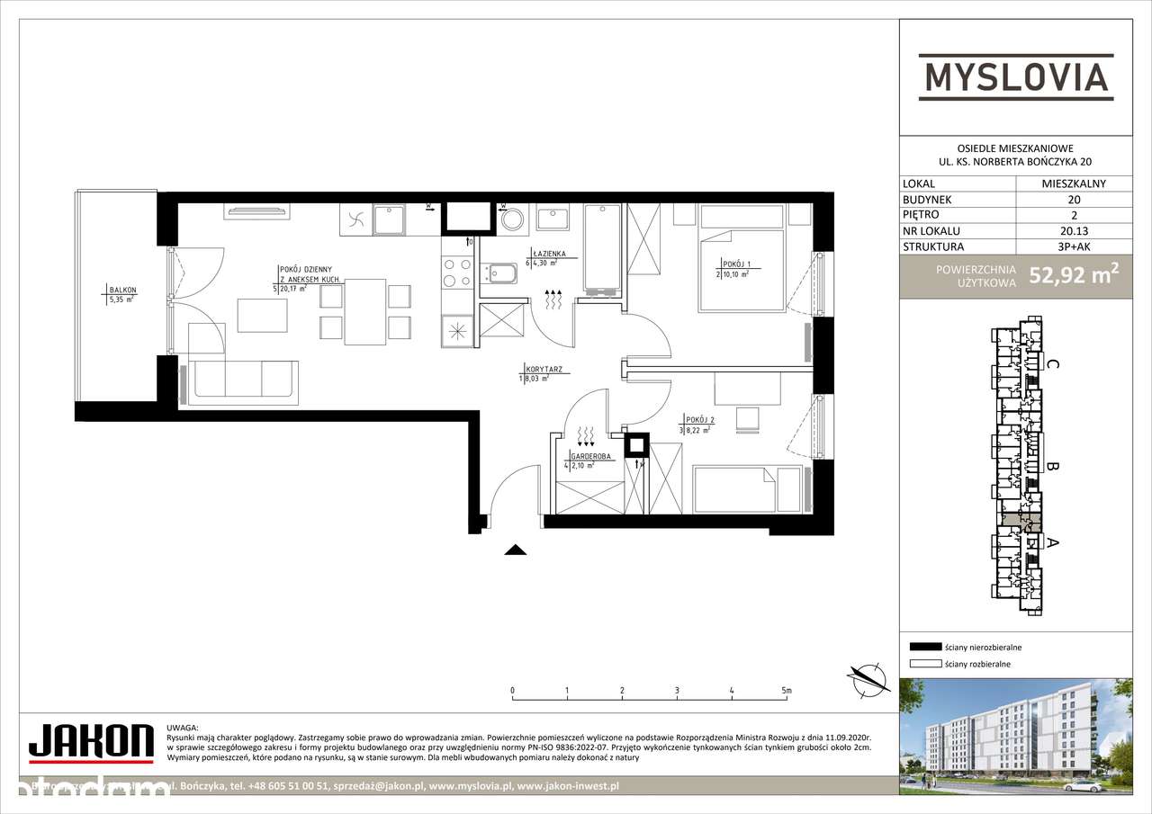 3-pokojowe mieszkanie 52m2 + balkon Bezpośrednio - Pełny obrazek: 2/9