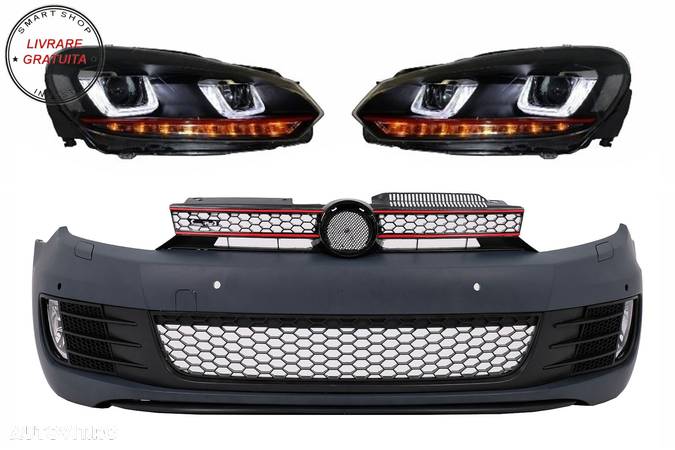 Ansamblu Bara Fata VW Golf VI 6 (2008-2013) cu Faruri LED Golf 7 U Design Semnal D- livrare gratuita - 1