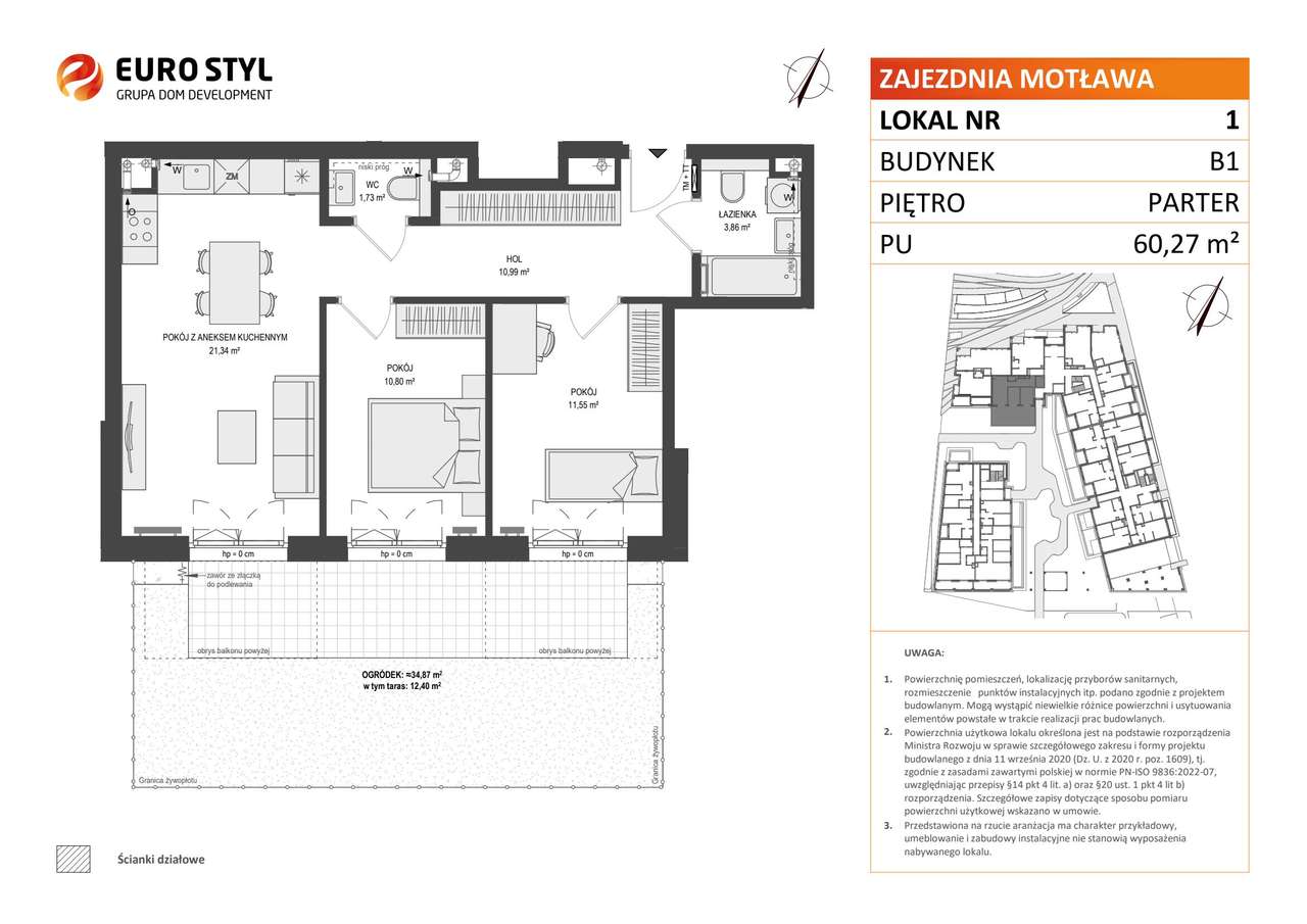 3-pokojowe mieszkanie 60m2 + ogródek Bez Prowizji - Pełny obrazek: 2/7