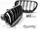 Grile duble pentru BMW F10 seria 5 M5 LCI look Negru Lucios sau Mat - 1