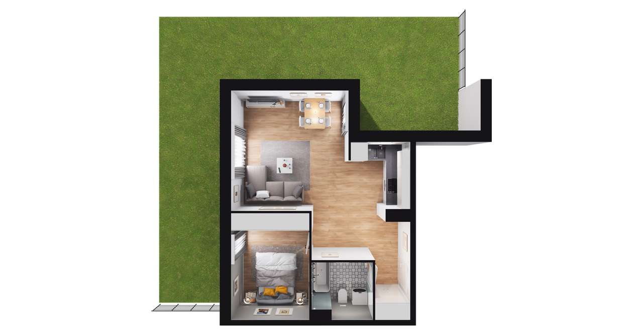 2-pokojowe mieszkanie 43m2 + ogródek Bez Prowizji - Pełny obrazek: 2/7