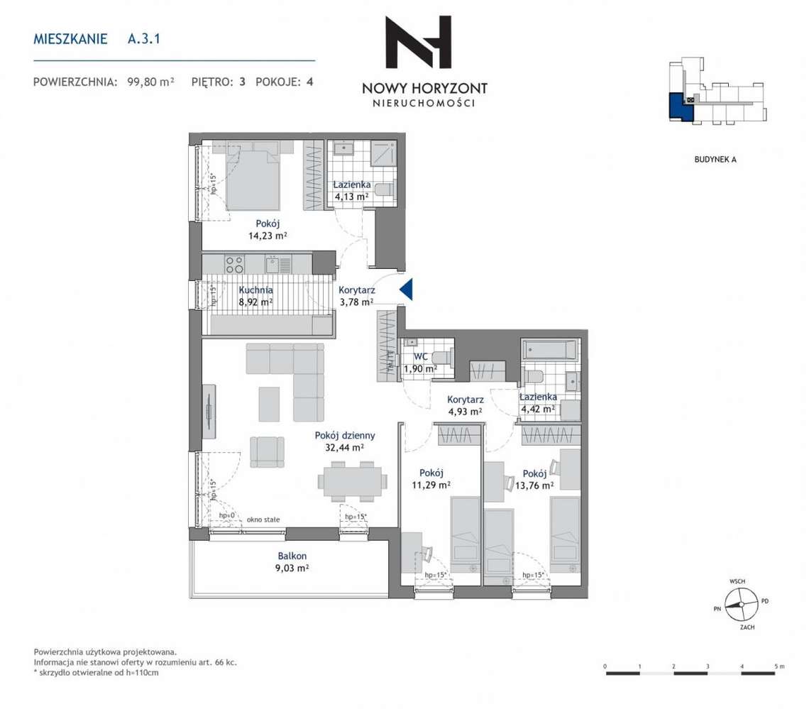 4 pok. z przestronnym salonem w Gdańsku-1