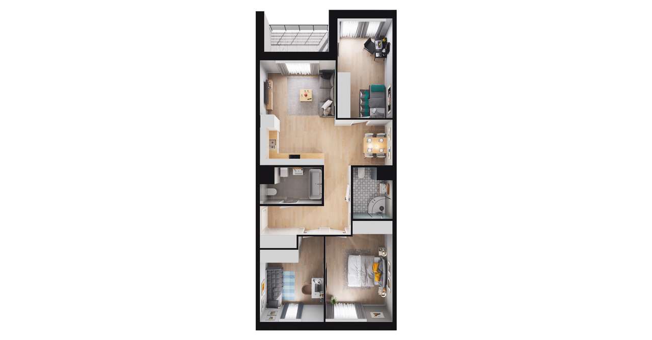 4-pokojowe mieszkanie 76m2 + loggia Bez Prowizji - Pełny obrazek: 2/8