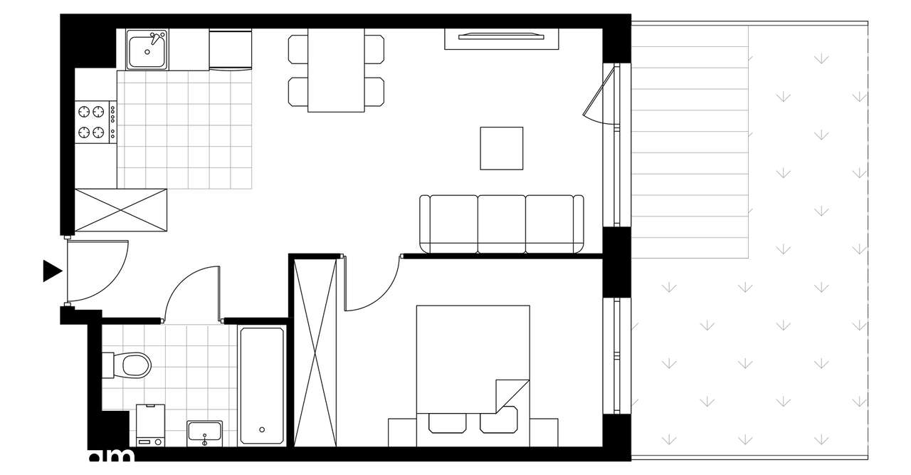 2-pokojowe mieszkanie 40m2 + ogródek Bezpośrednio - Pełny obrazek: 4/9