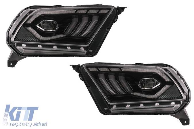 Faruri Full LED compatibil cu Ford Mustang V (2010-2014) cu Semnal Dinamic Secvential - 3