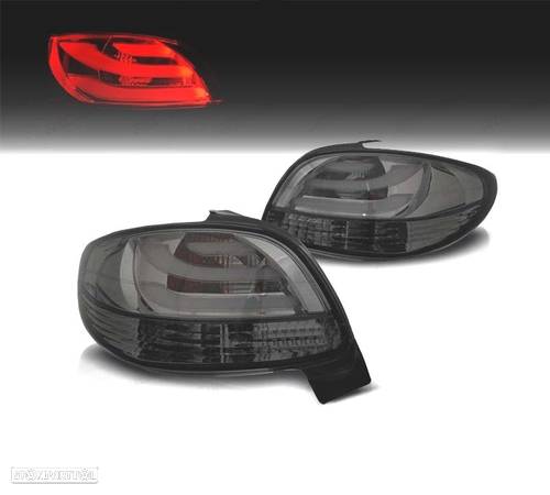 FAROLINS TRASEIROS PARA PEUGEOT 206 98-09 LIGHT BAR CROMADO FUMADO - 1