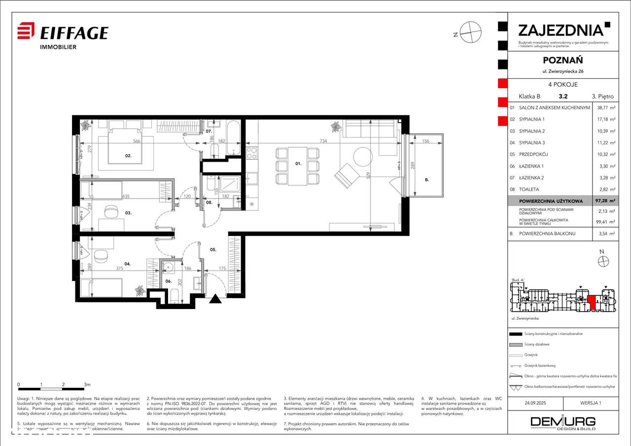 4-pokojowe mieszkanie 97m2 + balkon - Pełny obrazek: 3/8
