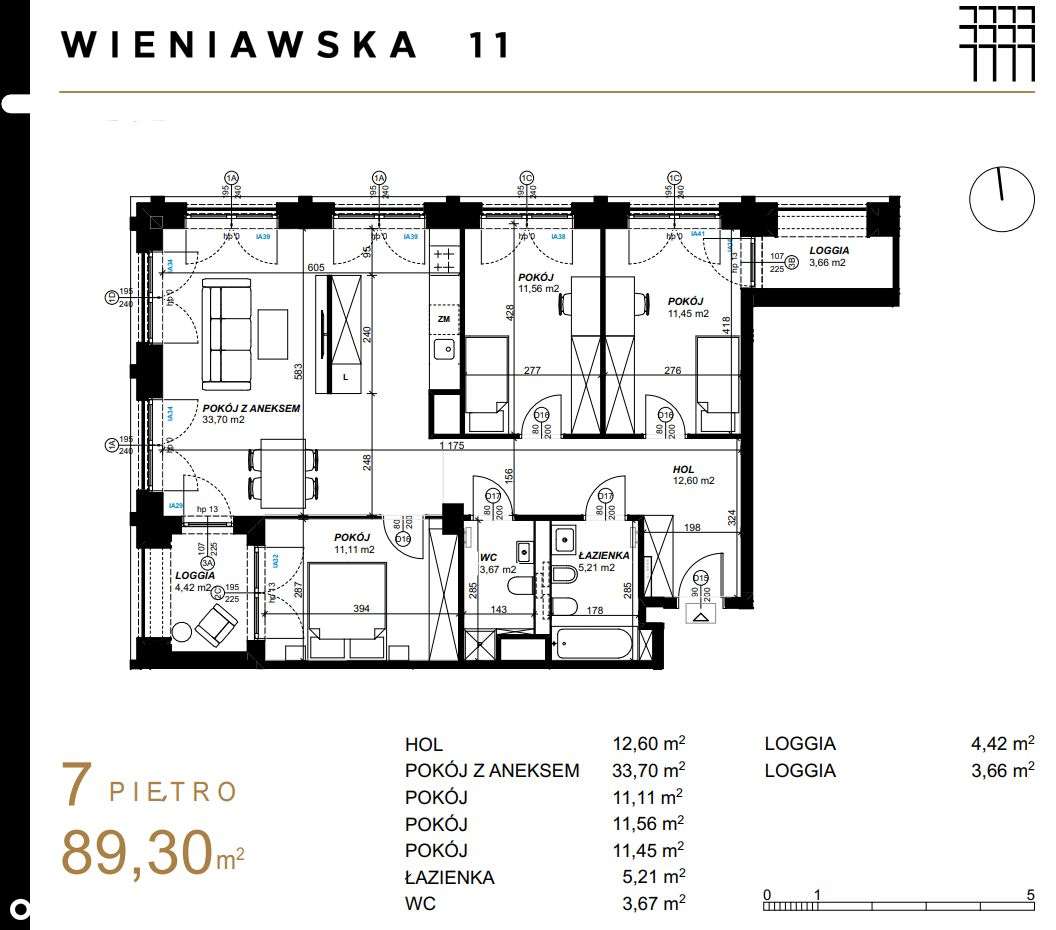 Nowe 4-pokojowe mieszkanie 90m2 na 7 pietrze narozne-1