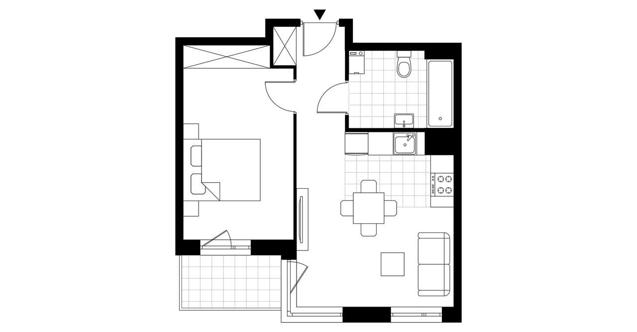 2-pokojowe mieszkanie 41m2 + loggia - Pełny obrazek: 3/7