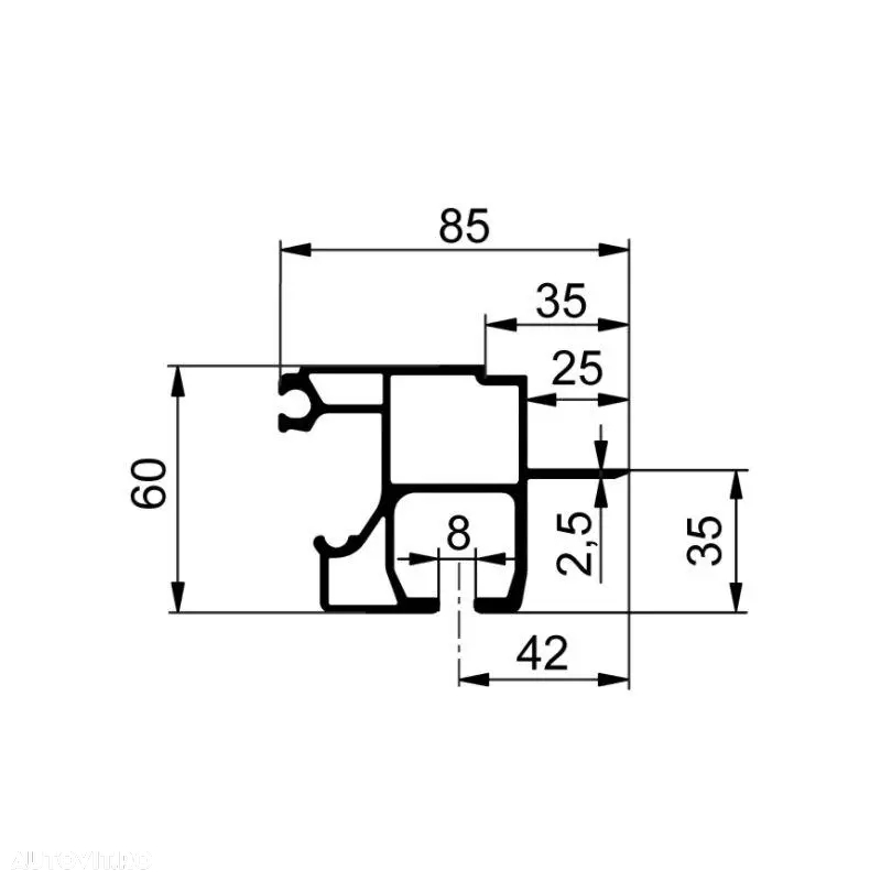 Profil de culisare cs mini 85×60 L5m aluminiu - 2