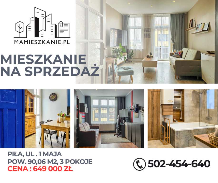 Piła, ul. 1 Maja – mieszkanie 90 m² z loggią - Pełny obrazek: 1/19