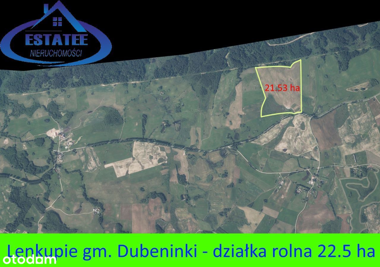 Zadbana działka rolna 21.53 ha, Lenkupie g Dubenki