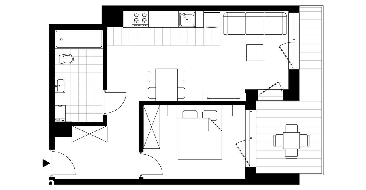 2-pokojowe mieszkanie 47m2 + loggia Bezpośrednio - Pełny obrazek: 3/8
