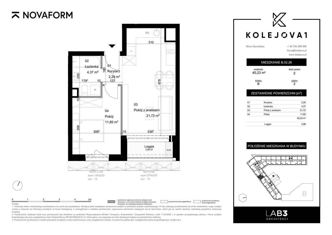 Kolejova 1 | mieszkanie 2-pok. | B.02.26 - Pełny obrazek: 2/9