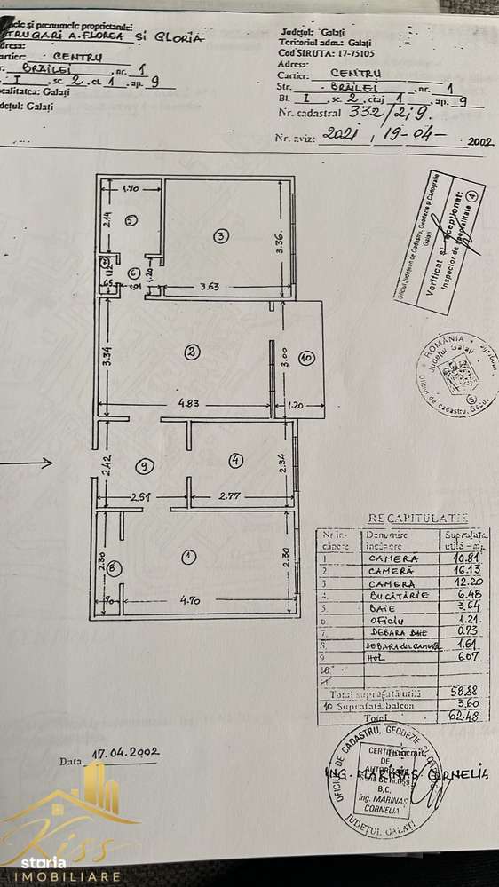 Apartament 3 camere 62 mp de vânzare – Bloc I, Str. Brăilei 1, Galați-5