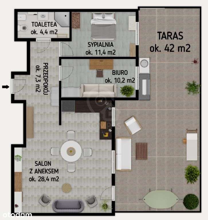 3 pokoje+taras 42m2 Olimpia Port-19