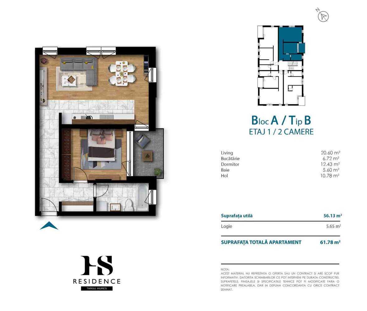 Apartament semifinisat Hs Residence-7