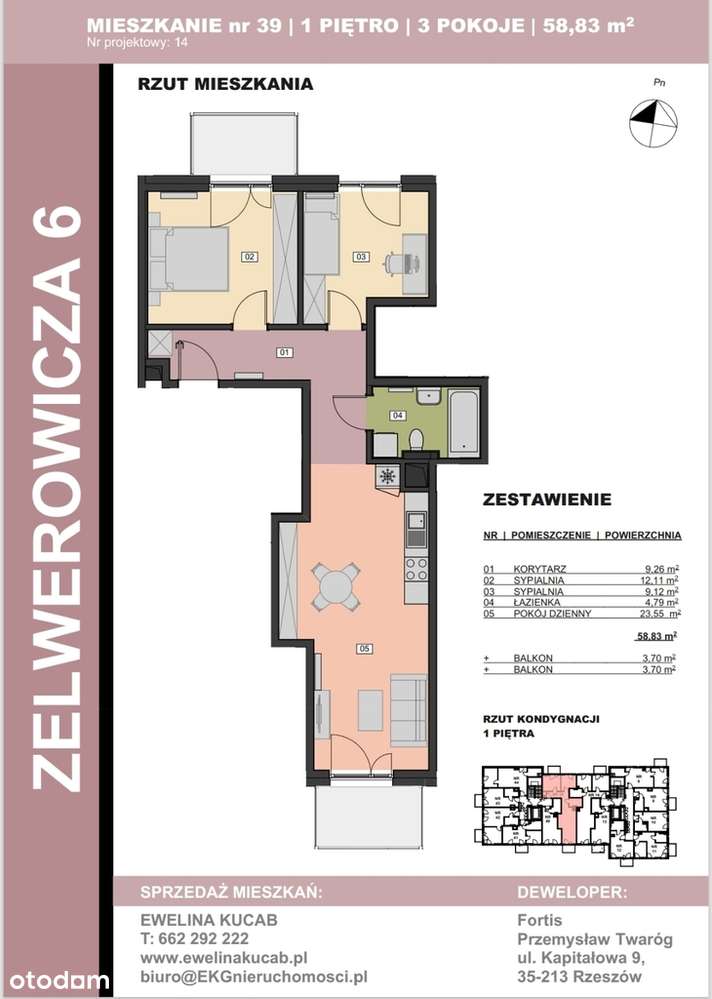 Dwustronne mieszkanie 3 pokojowe blisko centrum-6