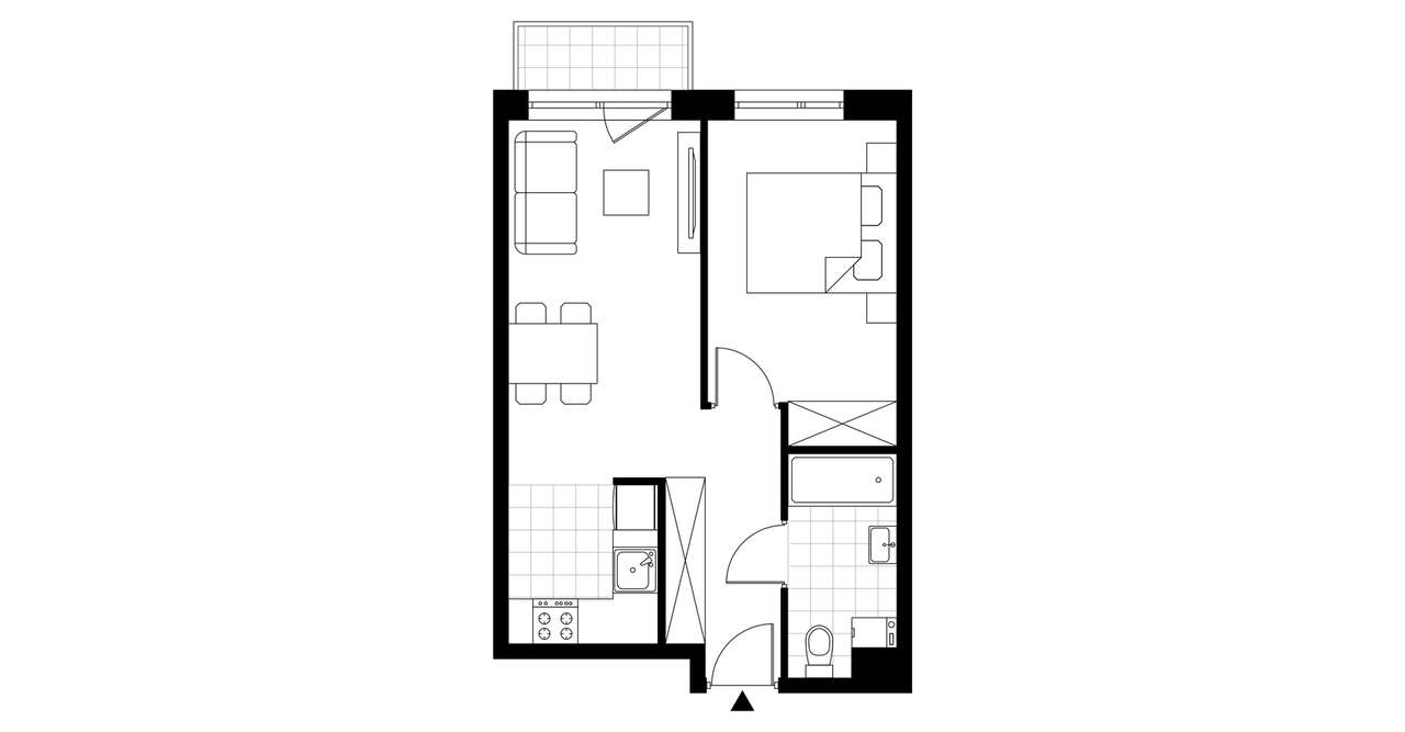 2-pokojowe mieszkanie 39m2 + balkon - Pełny obrazek: 4/9