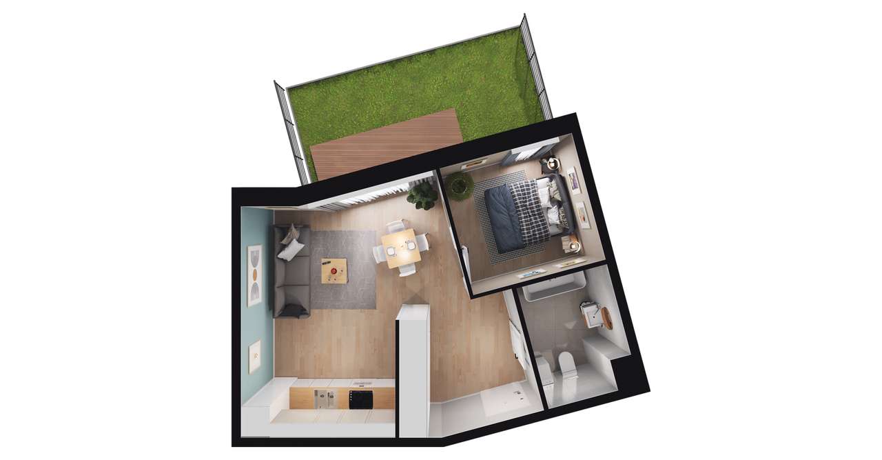 2-pokojowe mieszkanie 39m2 + ogródek Bez Prowizji - Pełny obrazek: 2/8