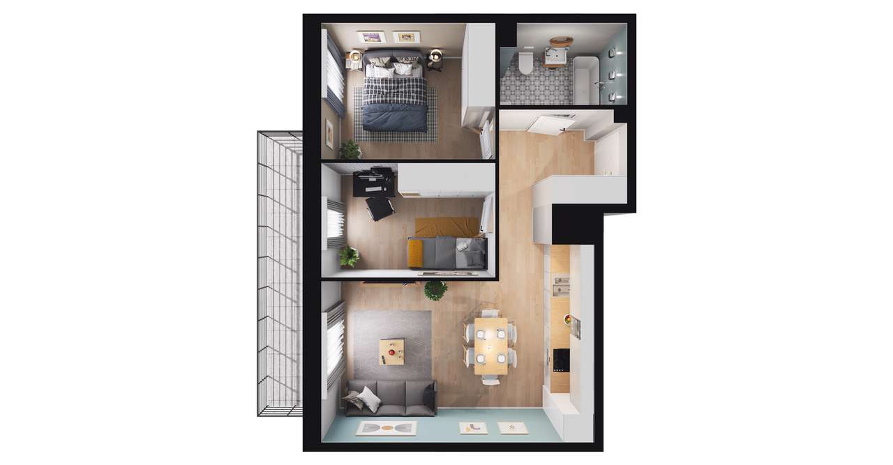 3-pokojowe mieszkanie 51m2 + balkon Bez Prowizji - Pełny obrazek: 2/8