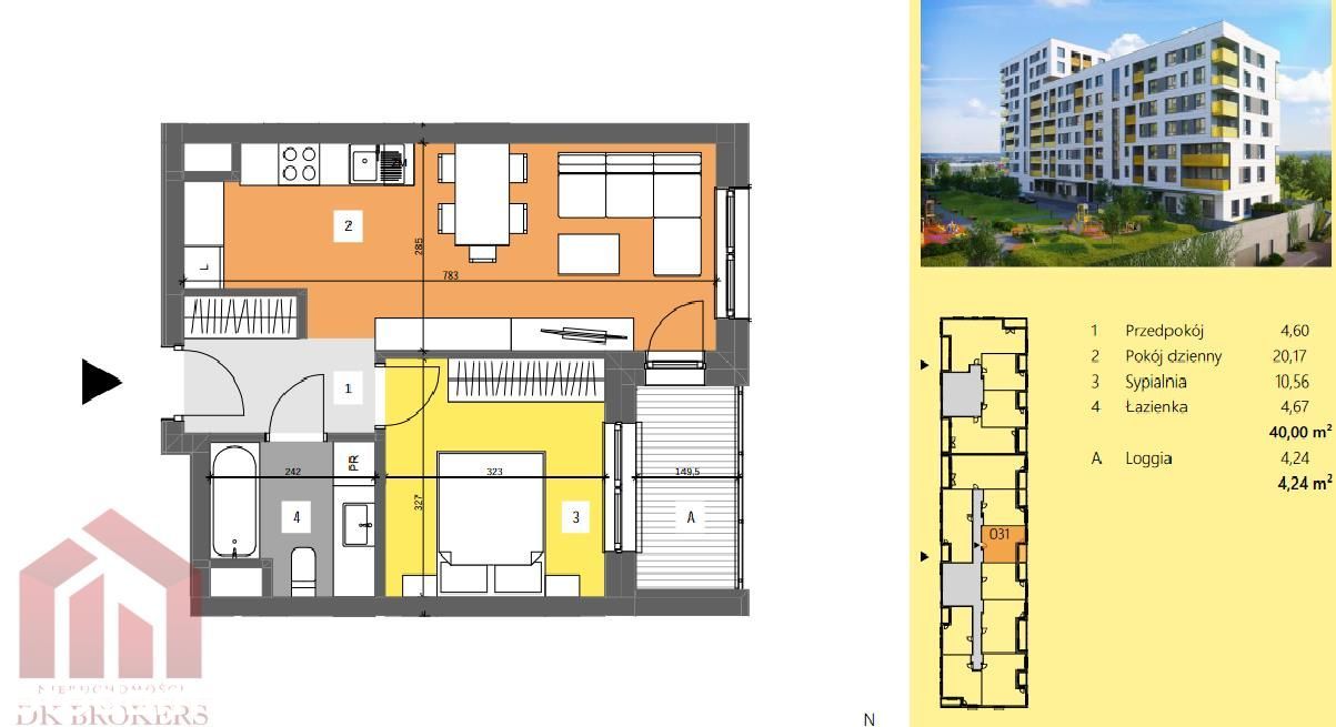2-pokojowe mieszkanie 40,00 m2 z loggią- Dworzysko