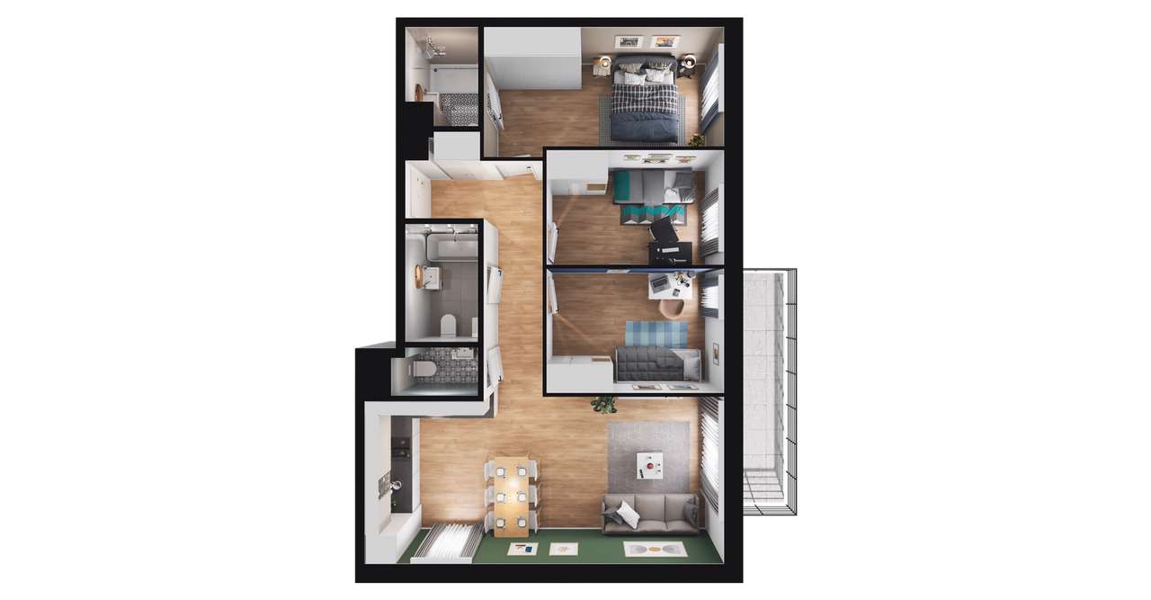 4-pokojowe mieszkanie 75m2 + balkon Bez Prowizji - Pełny obrazek: 2/8