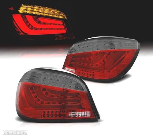 FAROLINS TRASEIROS PARA BMW SERIE 5 E60 07-10 LED VERMELHO CINZA - 1