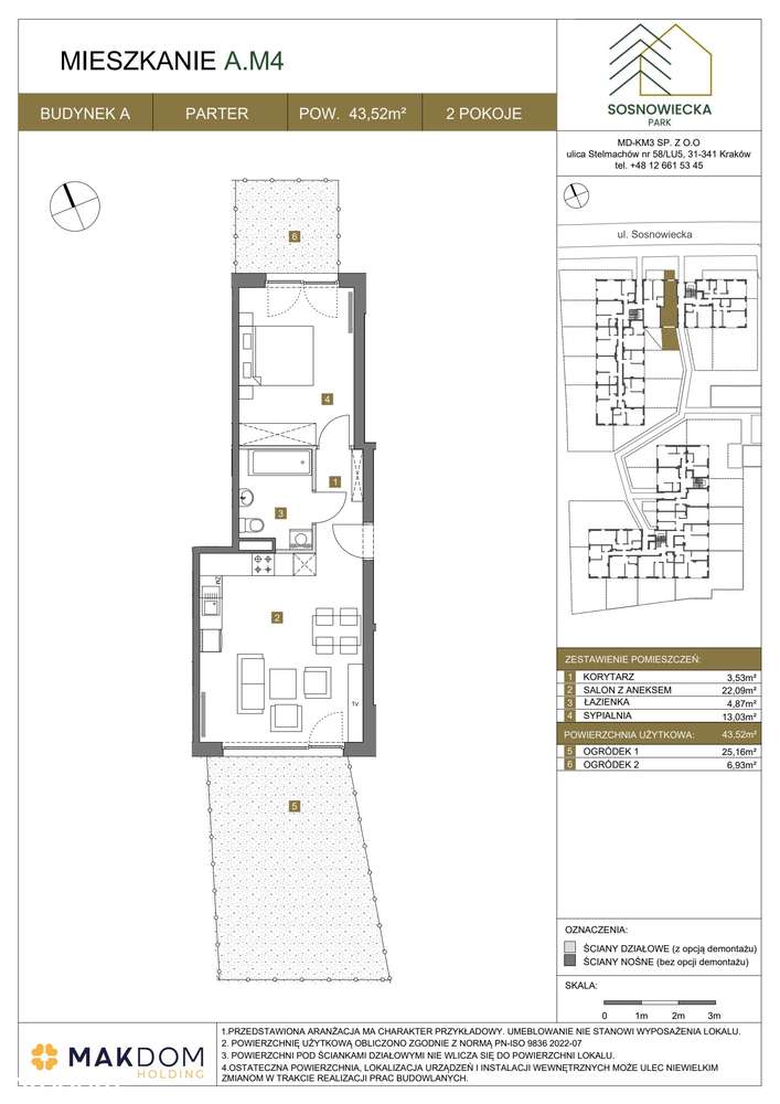 2-pokojowe mieszkanie 43m2 + 2 ogródki - Pełny obrazek: 2/7