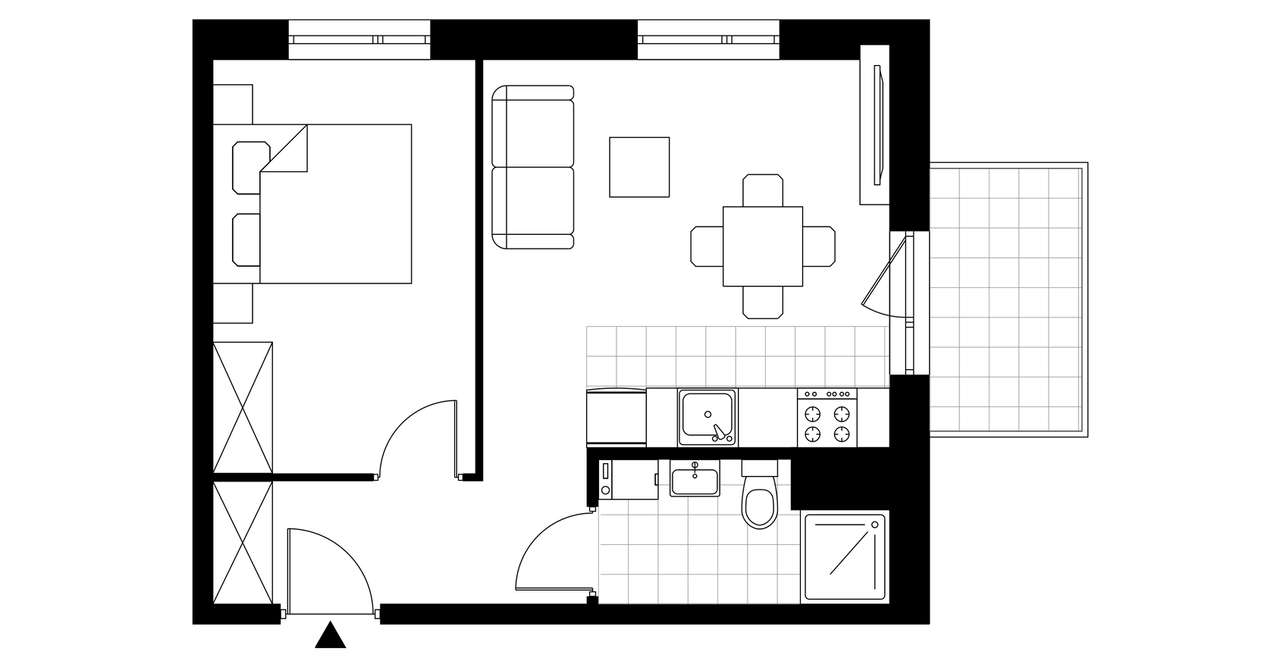 2-pokojowe mieszkanie 35m2 + balkon - Pełny obrazek: 3/8