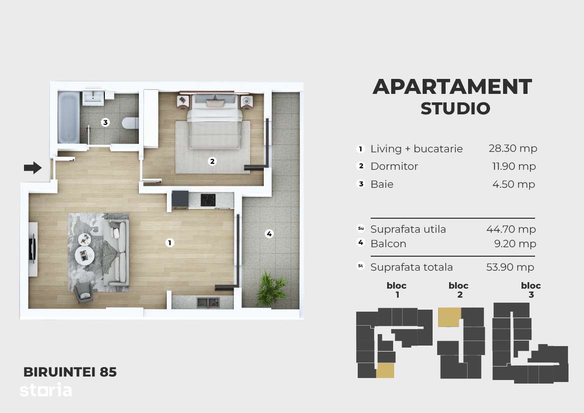 Metrou Berceni 300m - 2 camere tip studio - piscina, parc, AC - Imagine principală: 3/4