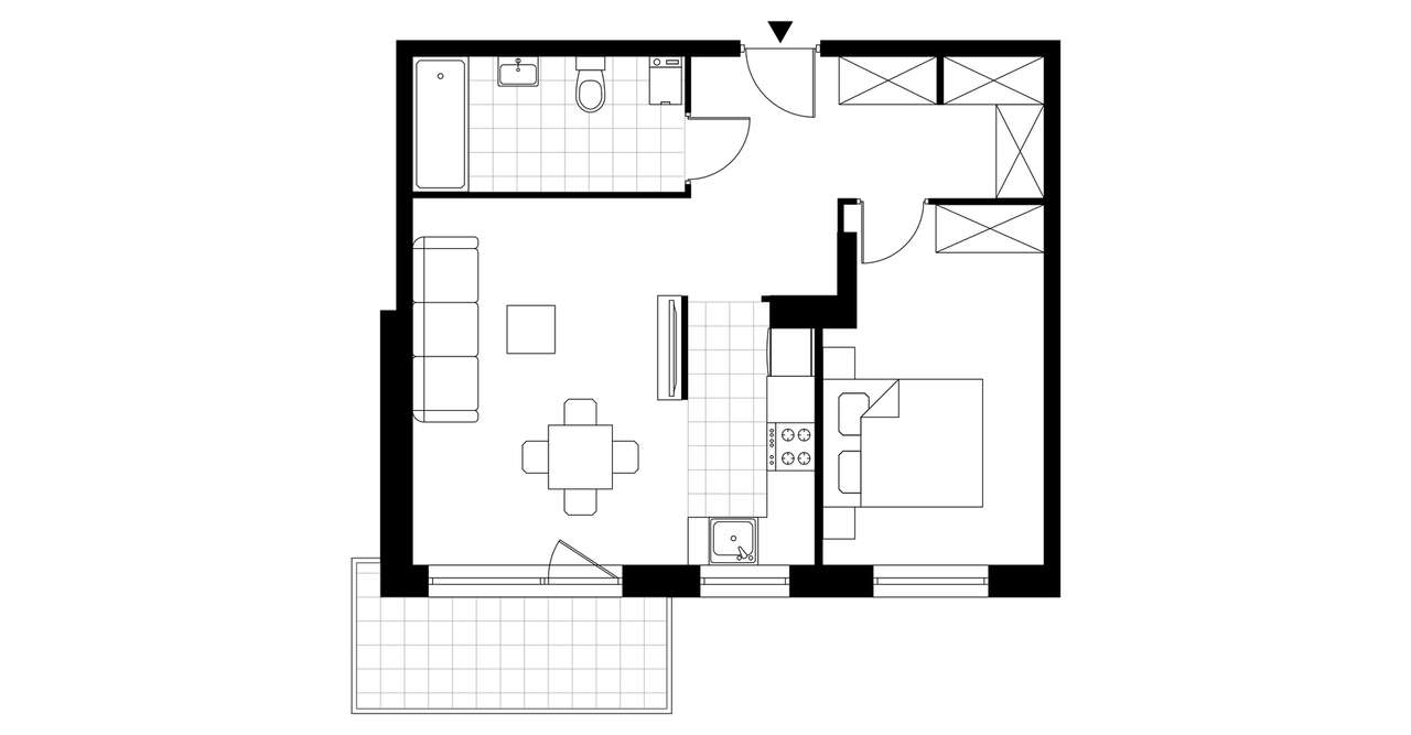 2-pokojowe mieszkanie 47m2 + balkon Bezpośrednio - Pełny obrazek: 3/7