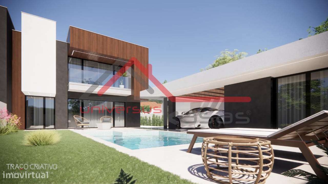 Moradia Nova Geminada V4 com Piscina e Garagem Sarilhos Grandes-6