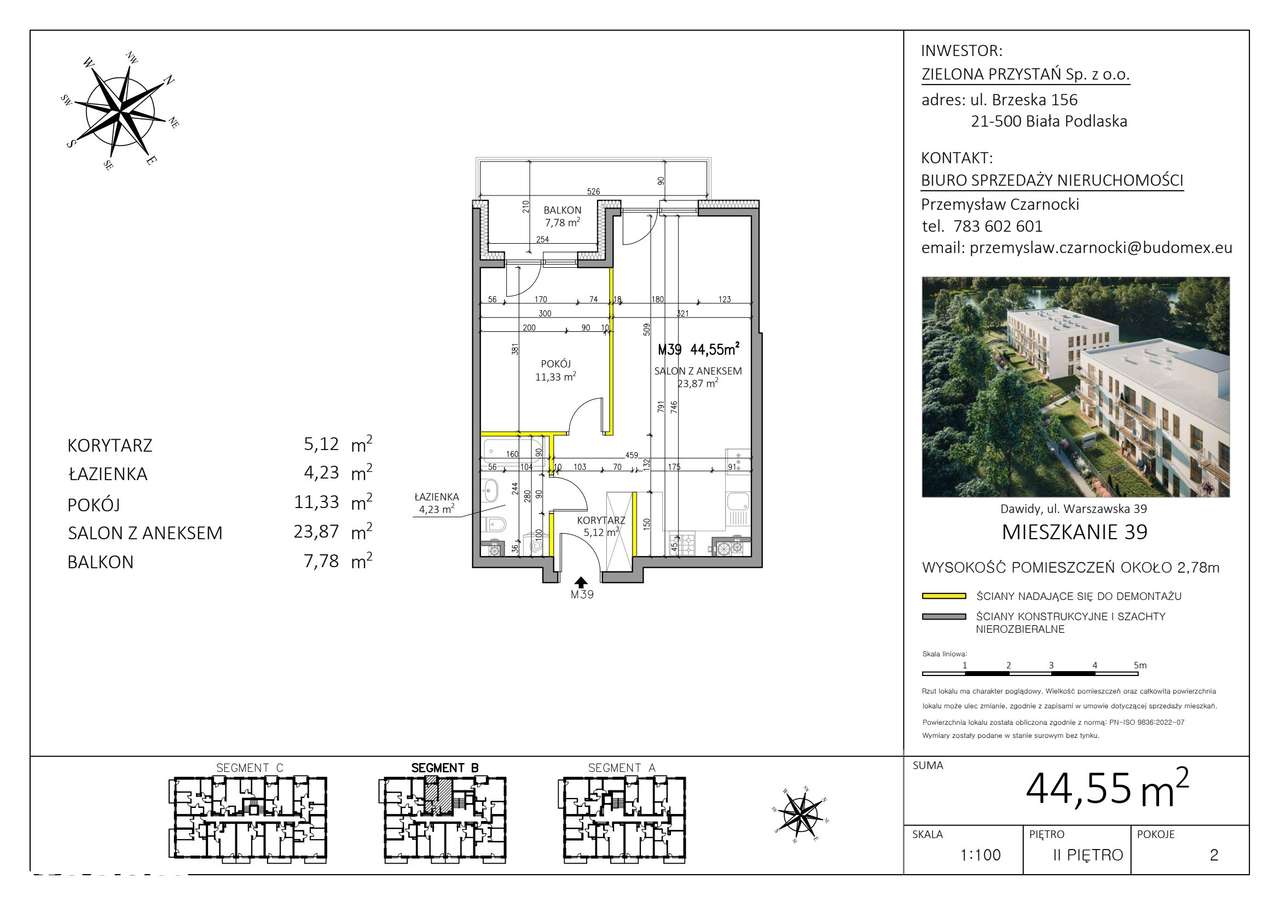 2-pokojowe mieszkanie 44m2 + balkon Bez Prowizji - Pełny obrazek: 2/6