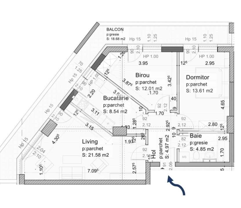 Apartament de vanzare, cu 3 camere zona Tractorul - Imagine principală: 4/7