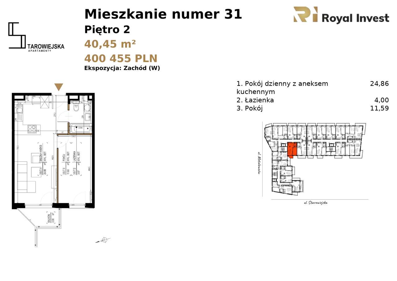 Mieszkanie M31 Apartamenty Starowiejska, Andrychów - Pełny obrazek: 3/8